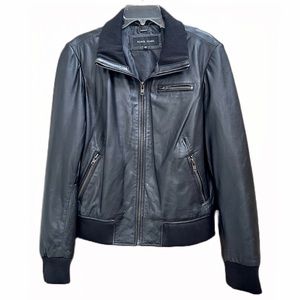 Black Rivet Black Genuine Leather Bomber Jacket XXL